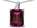 Original Star K Large 10x8 Octagon Emerald Cut Genuine Rhodolite Pendant Necklace