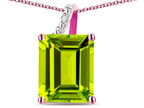 Original Star K Large 10x8 Octagon Emerald Cut Genuine Peridot Pendant Necklace