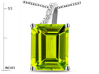 Original Star K Large 10x8 Octagon Emerald Cut Genuine Peridot Pendant Necklace