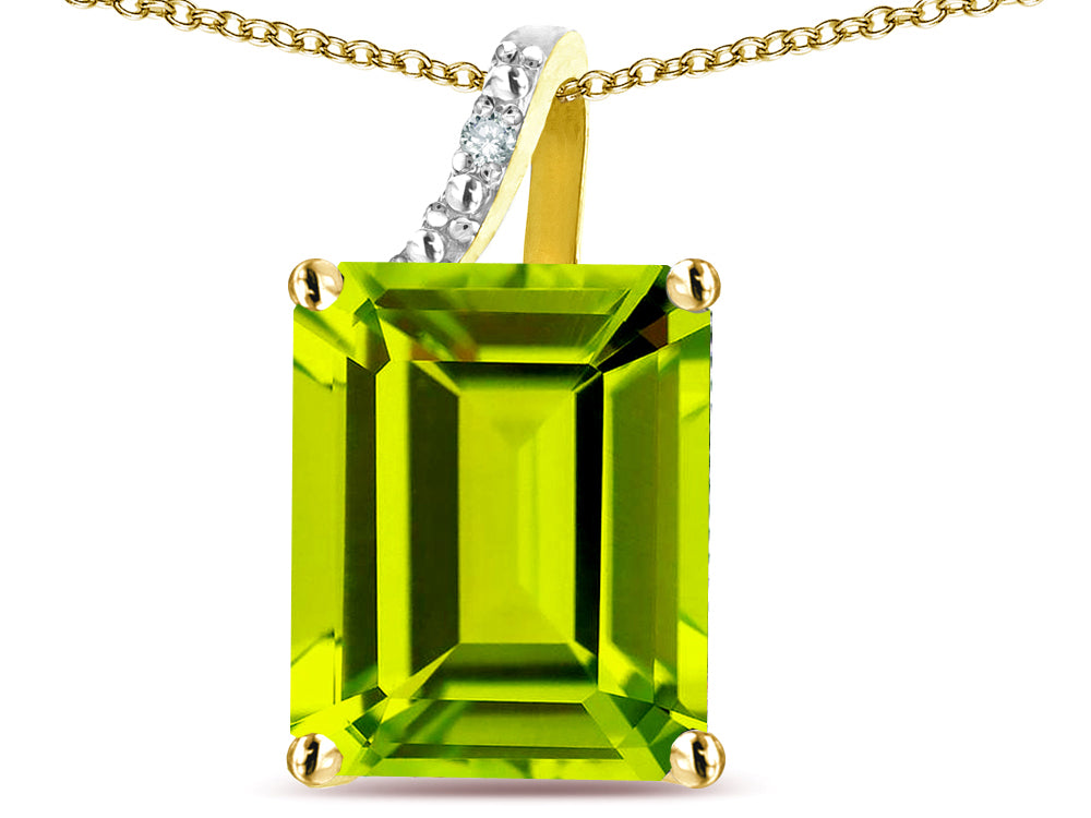 Original Star K Large 10x8 Octagon Emerald Cut Genuine Peridot Pendant Necklace