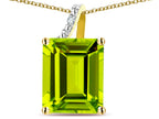 Original Star K Large 10x8 Octagon Emerald Cut Genuine Peridot Pendant Necklace