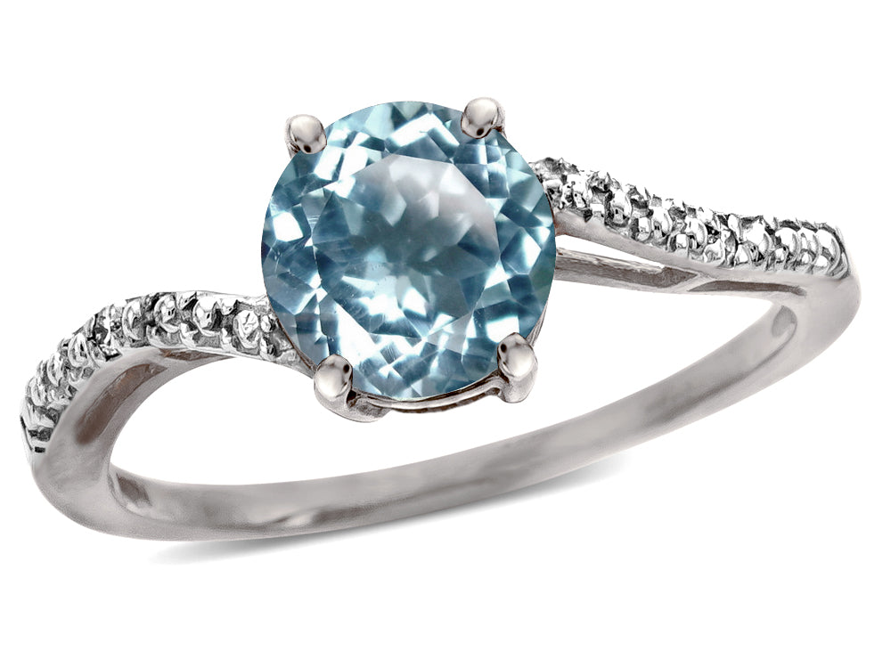 Star K  Round 7mm Sky Blue Topaz Bypass solitaire engagement promise ring
