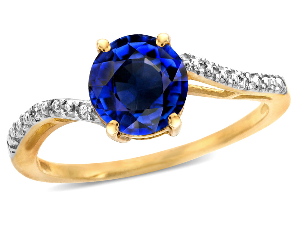 Star K ™ Round 7mm Created Sapphire Bypass solitaire engagement promise ring