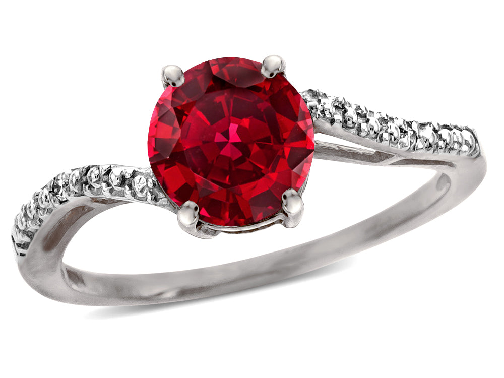 Star K  Round 7mm Created Ruby Bypass solitaire engagement promise ring