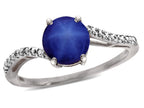 Star K  Round 7mm Created Star Sapphire Bypass solitaire engagement promise ring