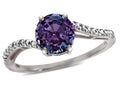 Star K  Round 7mm Simulated Alexandrite Bypass solitaire engagement promise ring