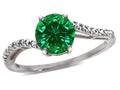 Star K  Round 7mm Simulated Emerald Bypass solitaire engagement promise ring