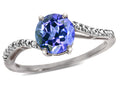 Star K  Round 7mm Simulated Tanzanite Bypass solitaire engagement promise ring