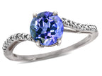 Star K  Round 7mm Simulated Tanzanite Bypass solitaire engagement promise ring