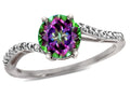 Star K  Round 7mm Rainbow Mystic Topaz Bypass solitaire engagement promise ring
