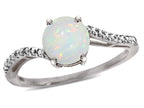 Star K  Round 7mm Genuine Opal Bypass engagement promise solitaire ring