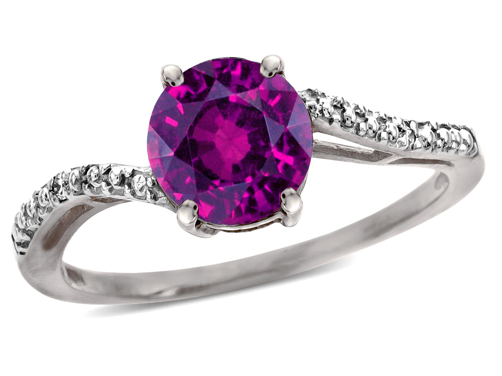 Star K  Round 7mm Rhodolite Bypass engagement promise solitaire ring