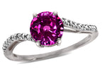 Star K  Round 7mm Simulated Pink Tourmaline Bypass engagement promise solitaire ring