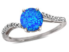 Star K  Round 7mm Blue Created Opal Bypass engagement promise solitaire ring