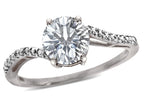 Star K  Round 7mm White Sapphire Bypass engagement promise solitaire ring