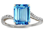 Star K  Big Stone Octagon Emerald Cut 10x8 Blue Topaz Bypass solitaire ring