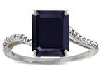 Star K  Big Stone Octagon Emerald Cut 10x8 Black Sapphire Bypass solitaire ring