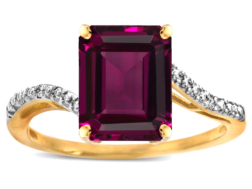 Star K ™ Big Stone Octagon Emerald Cut 10x8 Rhodolite Bypass solitaire ring