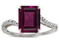 Star K ™ Big Stone Octagon Emerald Cut 10x8 Rhodolite Bypass solitaire ring