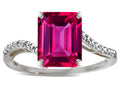 Star K  Big Stone Octagon Emerald Cut 10x8 Simulated Pink Tourmaline Bypass solitaire ring