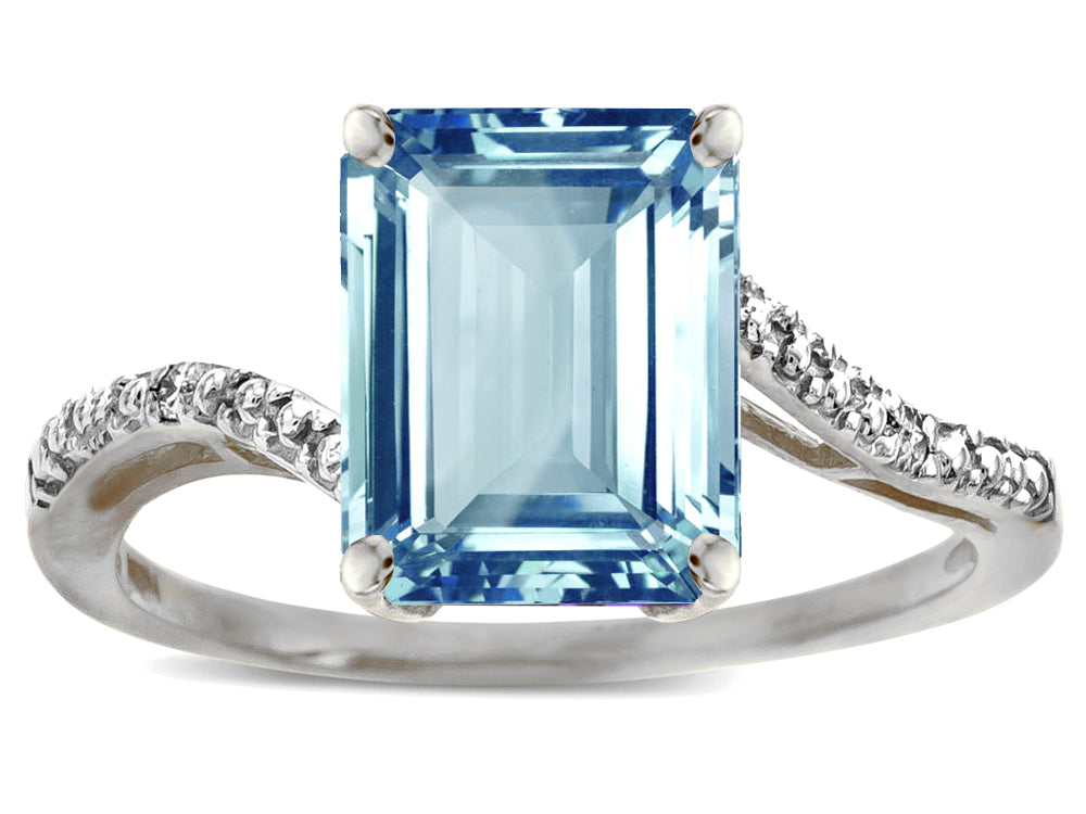 Star K  Octagon Emerald Cut Big Stone 10x8 Sky Blue Topaz Bypass solitaire ring