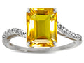 Star K  Octagon Emerald Cut Big Stone 10x8 Citrine Bypass solitaire ring