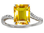 Star K  Octagon Emerald Cut Big Stone 10x8 Citrine Bypass solitaire ring