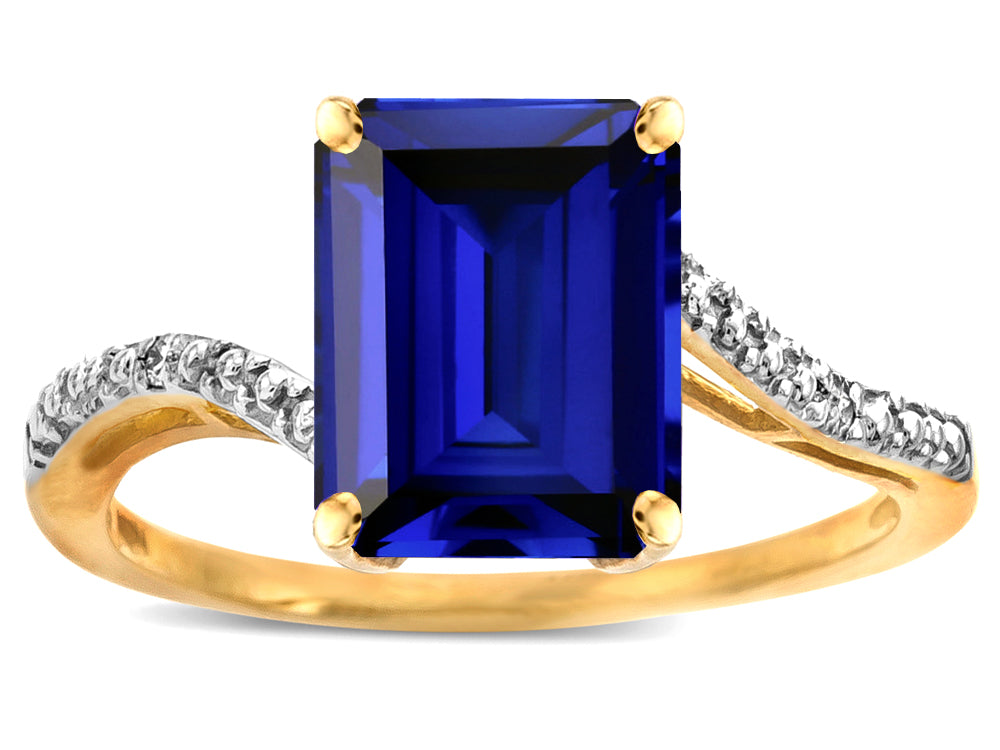 Star K  Octagon Emerald Cut Big Stone 10x8 Created Sapphire Bypass solitaire ring
