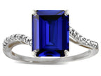 Star K  Octagon Emerald Cut Big Stone 10x8 Created Sapphire Bypass solitaire ring