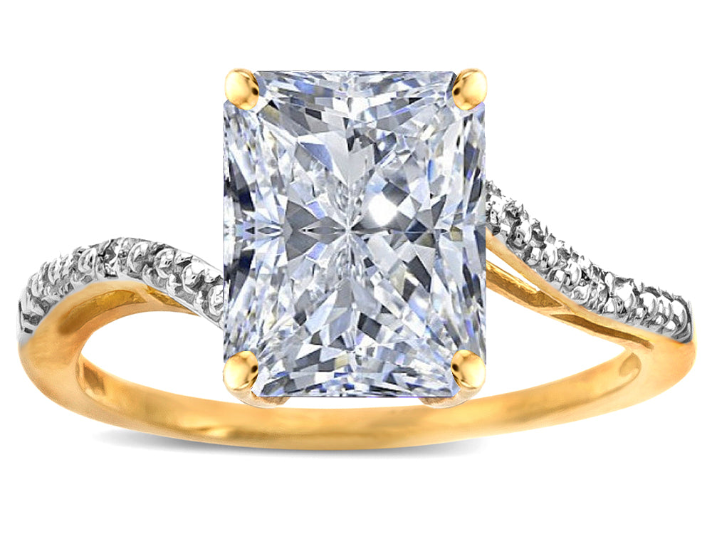 Star K ™ Octagon Emerald Cut Big Stone 10x8 White Topaz Bypass solitaire ring