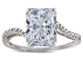 Star K ™ Octagon Emerald Cut Big Stone 10x8 White Topaz Bypass solitaire ring