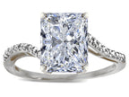 Star K ™ Octagon Emerald Cut Big Stone 10x8 White Topaz Bypass solitaire ring