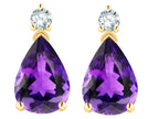 Star K  8x6mm Pear Shape Genuine Amethyst Classic Drop Earring Studs