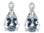 Star K  8x6mm Pear Shape Genuine Aquamarine Classic Drop Earring Studs