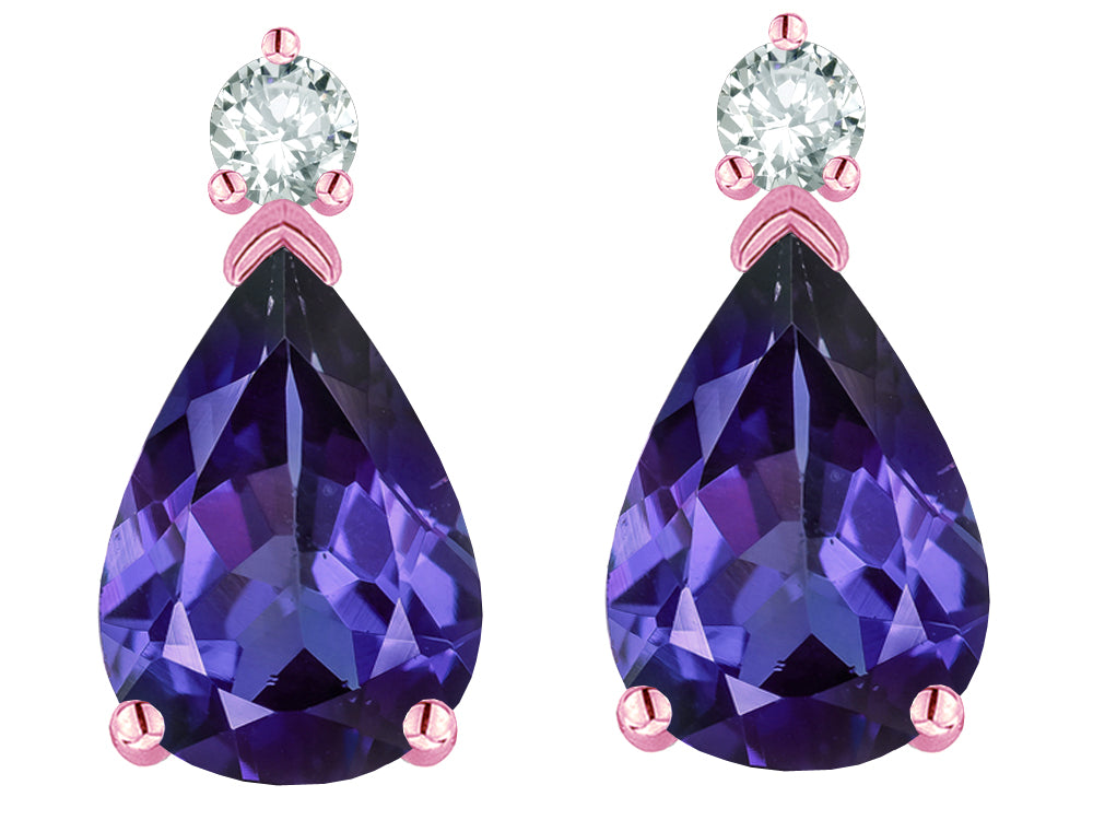 Star K  8x6mm Pear Shape Genuine Iolite Classic Drop Earring Studs