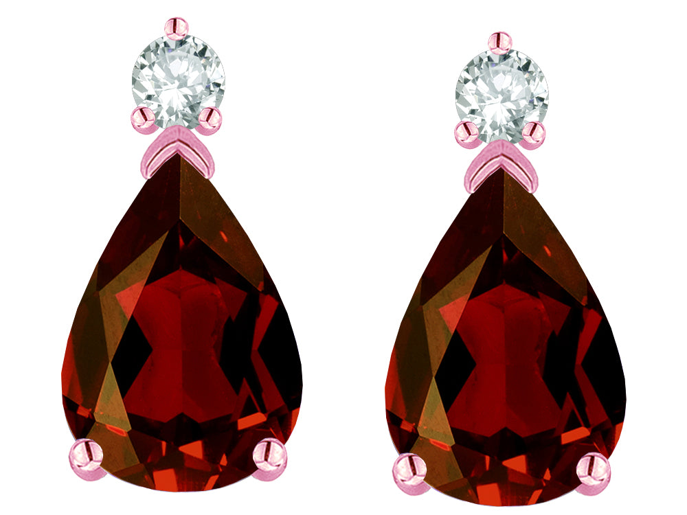 Star K  8x6mm Pear Shape Genuine Garnet Classic Drop Earring Studs