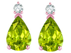 Star K  8x6mm Pear Shape Genuine Peridot Classic Drop Earring Studs