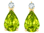 Star K  8x6mm Pear Shape Genuine Peridot Classic Drop Earring Studs