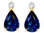 Star K  8x6mm Pear Shape Created Sapphire Classic Drop Earring Studs