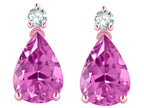 Star K  8x6mm Pear Shape Created Pink Sapphire Classic Drop Earring Studs