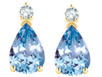Star K  8x6mm Pear Shape Simulated Aquamarine Classic Drop Earring Studs