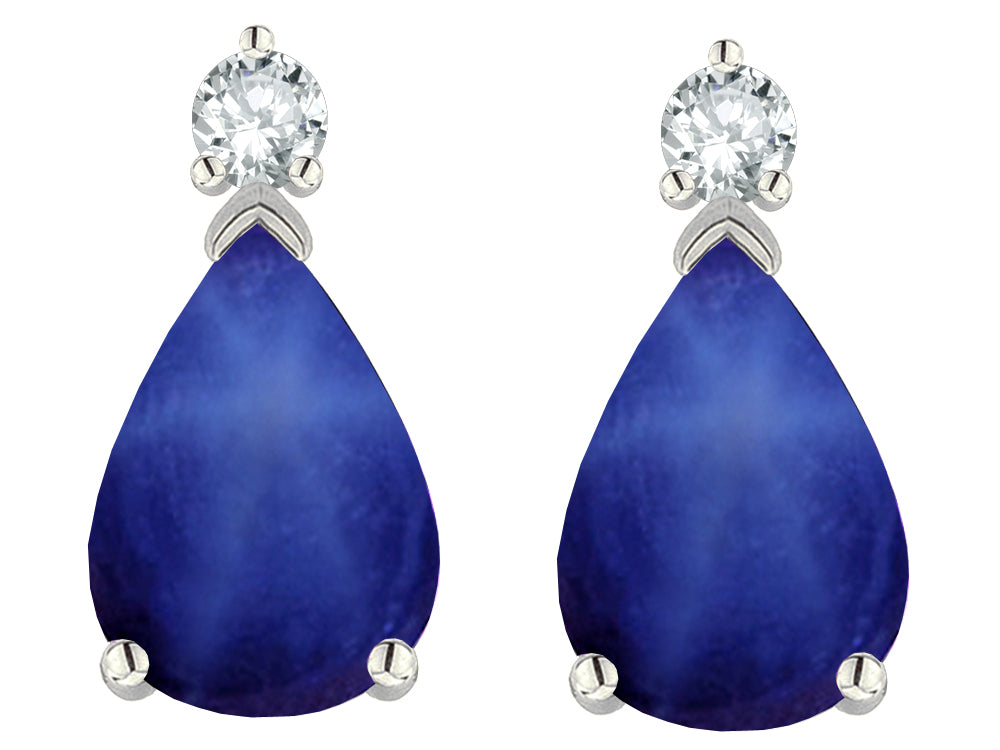 Star K ™ 8x6mm Pear Shape Created Star Sapphire Classic Drop Earring Studs
