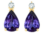 Star K  8x6mm Pear Shape Genuine Iolite Classic Drop Earring Studs