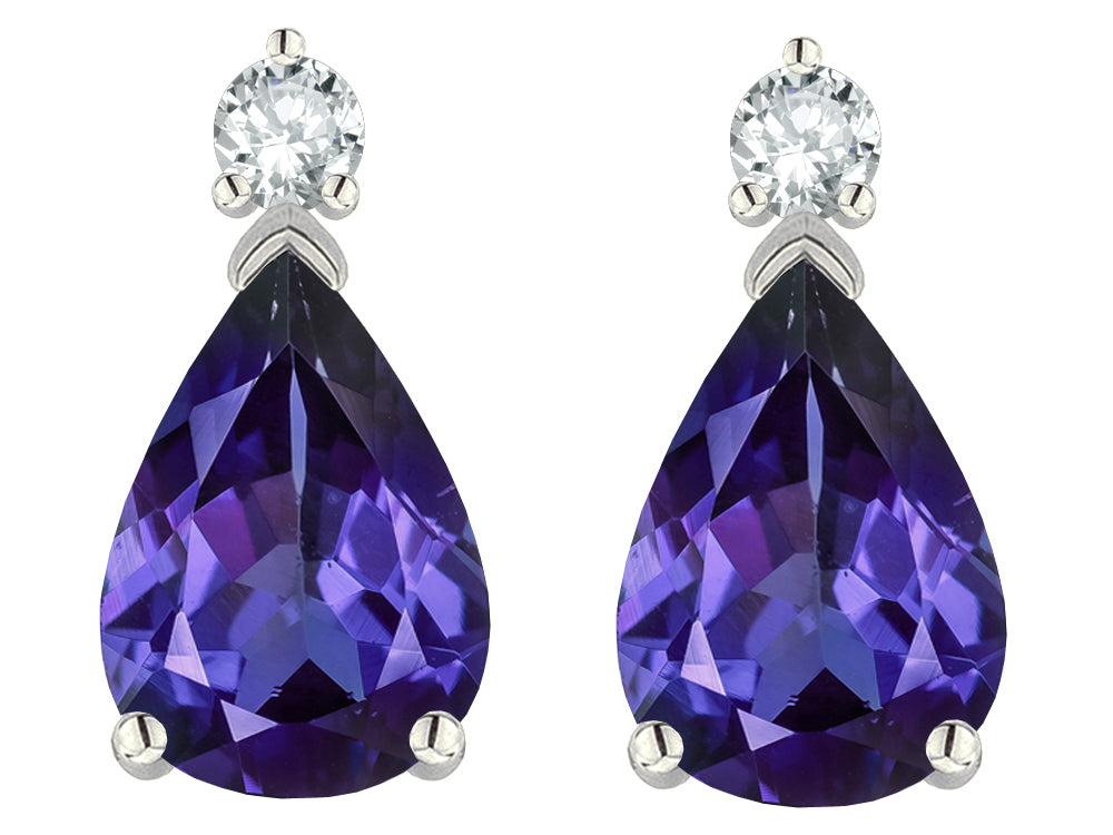 Star K  8x6mm Pear Shape Genuine Iolite Classic Drop Earring Studs