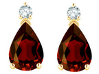 Star K  8x6mm Pear Shape Genuine Garnet Classic Drop Earring Studs