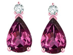 Star K  8x6mm Pear Shape Genuine Rhodolite Classic Drop Earring Studs