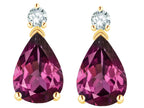 Star K  8x6mm Pear Shape Genuine Rhodolite Classic Drop Earring Studs
