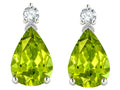Star K  8x6mm Pear Shape Genuine Peridot Classic Drop Earring Studs