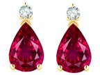 Star K  8x6mm Pear Shape Created Ruby Classic Drop Earring Studs