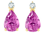 Star K  8x6mm Pear Shape Created Pink Sapphire Classic Drop Earring Studs